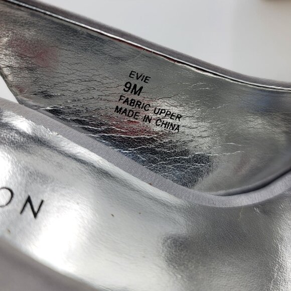 Kate Preston Evie Slingback Heel Silver Size 9M Satin Bow High Platform Open Toe - Picture 11 of 11